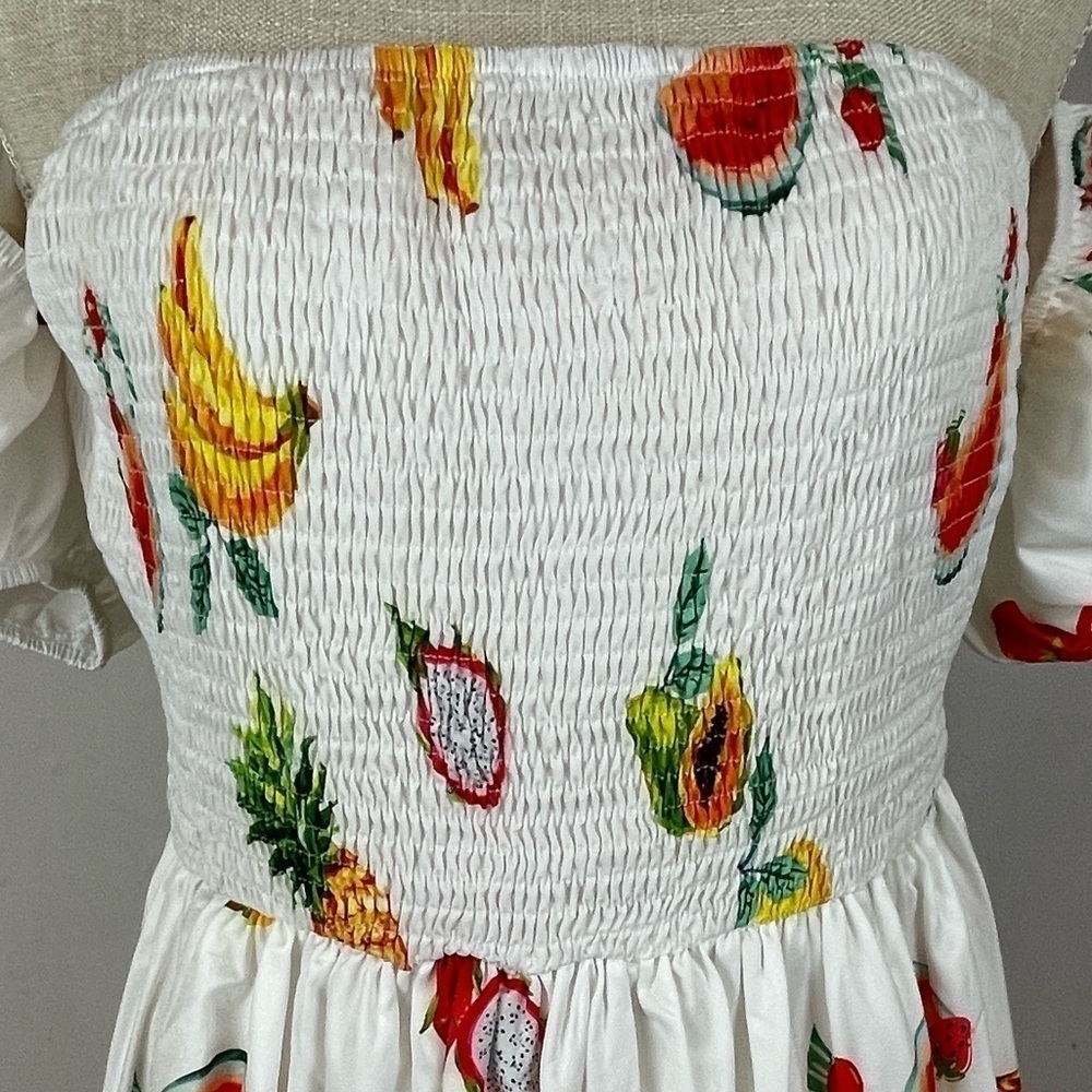 Casual Tropical Print Off The Shoulder Summer Dress - Picture 8 of 10
